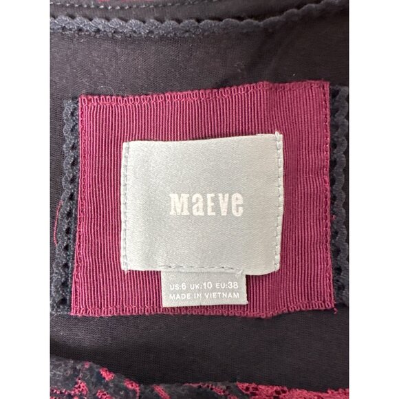 Maeve ANTHROPOLOGIE Women’s Elorn Burgundy Black Lace Ruched Dress Size 6 Goth - Picture 6 of 15